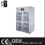Deluxe Standard Type Four Glass Doors Commercial Direct Cooling Refrigerator/Freezer
