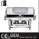 Oblong Double Pans Chafing Dish With Chrome Legs & Show Window