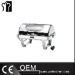 Oblong Visible Double Pans Chafing Dish With Stainless Steel legs & Temperature Control
