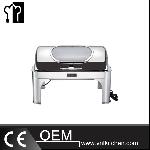 Oblong Visible Double Pans Chafing Dish With Stainless Steel legs & Temperature Control