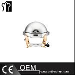 Round Chafing Dish With Gilt legs & Temperature Contr