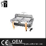 Oblong Double Pans Chafing Dish With Gilt legs & Temperature Control
