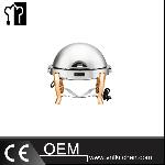 Round Chafing Dish With Gilt legs & Temperature Control