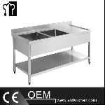 Double Sinks Bench With Under Shelf