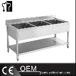 Triple Sinks Bench With Under Shelf