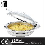 Heavy Duty Genoa Range Round Roll Top  Induction Chafer With Glass Lid And Frame