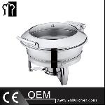 Stainless Steel Glass Lid Induction  Chafing Dish With Legs