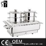 Stainless Steel Oblong  Chafer With Electric Water Pan And Steamer Pot