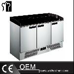 3 Doors Static Cooling Pizza Prep Station With Mable Top