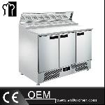 SS304 3 Doors Static Cooling Salad  Work Bench
