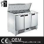 SS304 3 Doors Static Cooling Salad Work Bench