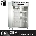 SS304 2 Glass Doors Luxurious Fancooling Reach-In Kitchen Refrigerator