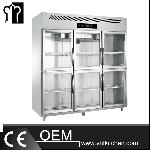 SS304 6 Glass Doors Luxurious Fancooling Reach-In Kitchen Refrigerator