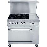 Commercial DCR36-4B12GM Gas Range With Oven Hotel Cooking Equipment Stainless Steel
