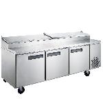 Stainless Steel 3-Door Undercounter Fan Cooling Pizza Prep Refrigerator Digital Control Automatic De