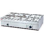 6 Pan Stainless Steel Electric Bain Marie, Commercial Buffet Food Warmer with Drain Tap for Restaura